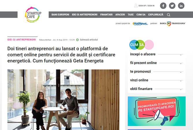 Geta Energeta in Startup Cafe - Online